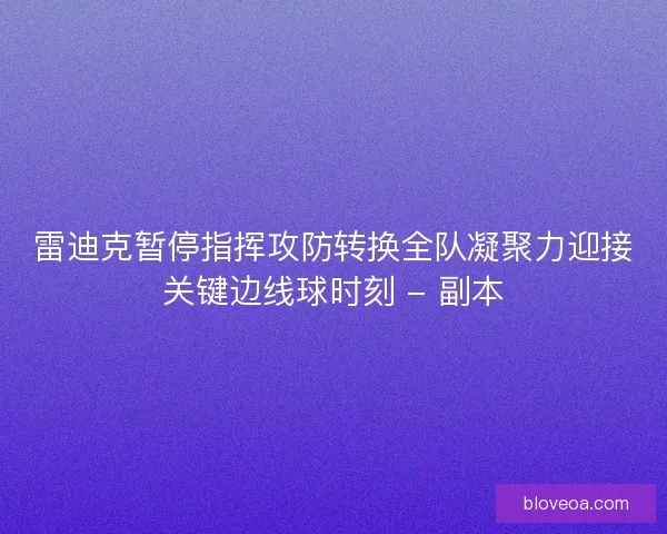雷迪克暂停指挥攻防转换全队凝聚力迎接关键边线球时刻 - 副本