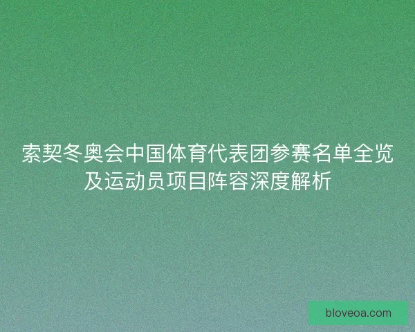 索契冬奥会中国体育代表团参赛名单全览及运动员项目阵容深度解析