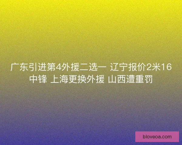 广东引进第4外援二选一 辽宁报价2米16中锋 上海更换外援 山西遭重罚